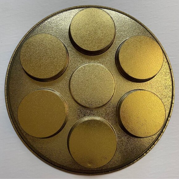 Vintage Tin Serving Tray Drink Holder Circular 70s Home Decor Washington - Picture 5 of 5